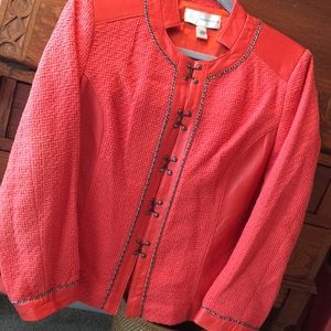 Bagatelle orange leather and knit jacket